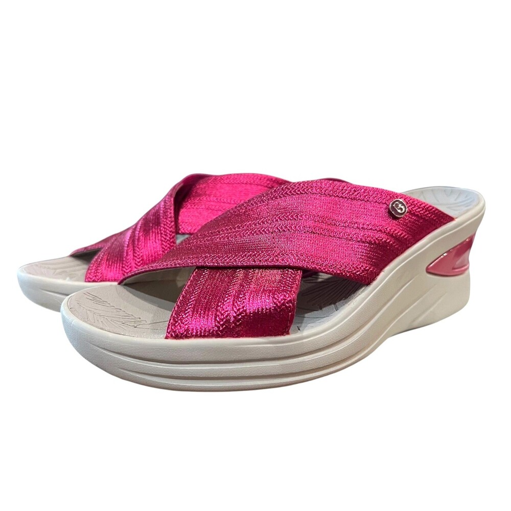 Bzees Hot Pink Metallic Vista Wedge Sporty Slip On Slide Sandals  Size US 7.5 - Picture 11 of 12